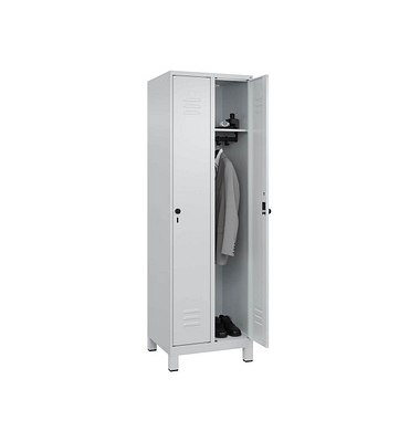 Spind Classic Plus lichtgrau 080010-20 S10029, 2 Schließfächer 60,0 x 50,0 x 195,0 cm